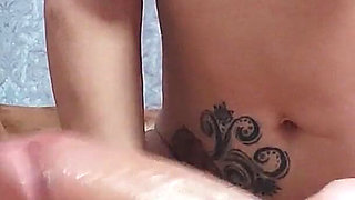 Handjob of a Brunette