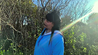 Goth Doll in the Middle of Nature Sucking Cock BJ Outdoors