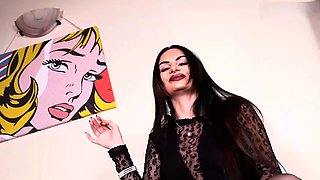 Amazing Ambra showcases her gorgeous feet in sexy black pantyhose