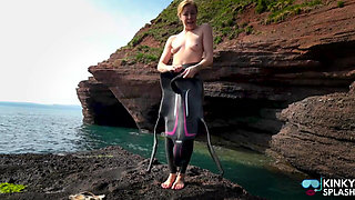 Diving in My Shiny Two-piece Wetsuit