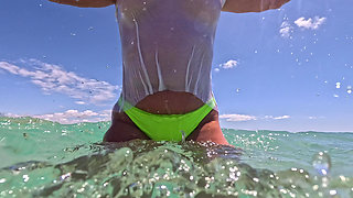 Wet White T-shirt Swimming Underwater
