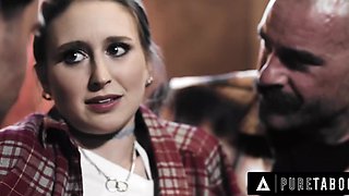 Buxom Laney Grey sucks two cock and begs for more