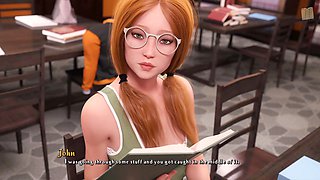 Redhead teens in a hentai visual novel adventure
