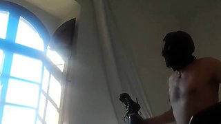 Latex-clad babe in high heels gets fucked rough by her man.