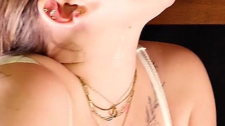Rae Astora Sucks off Cock at the Milking Table