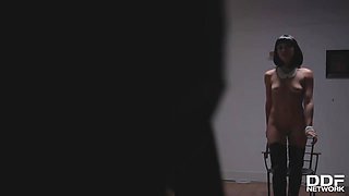 Cock Sucking Epiphany: Brunette Slobbers Over Massive Hard-On