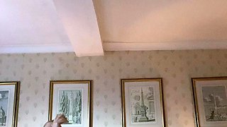 Slutty amateur blonde smoking and jerking dick