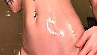 Blonde tight pussy babe solo toy fun in glamour masturbation