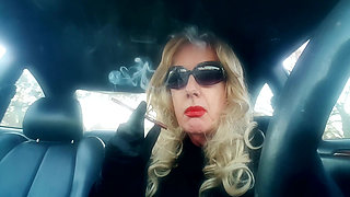BLONDE MATURE MRS. ROMAN CAR SMOKING MORE 120 MENTHOLS
