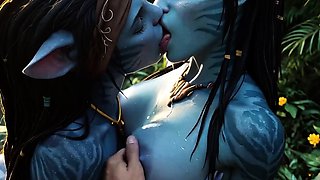 Pandora moonlight guides blue Avatar babes to taste big cock
