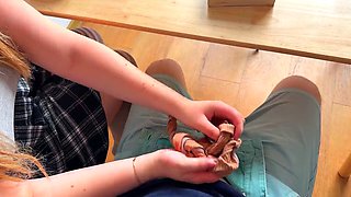Hand fetish, footjob socks, teen handjob