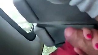 Asian MILF Gives a Handjob in a Car