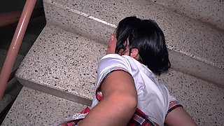 College Girl Sylenna Gets Bent Over the Stairwell & Fucked by Her Math Teacher