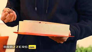 Layton Benton's dude has to work late on valentine's so she fucks the thief that bankrupt into her home - brazzers