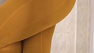 Pissing My Self Wearing Nylon Leggings in the Shower