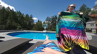 Vacation Handjob by the Pool