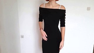 Redhead Teen Strips from Tight Dress on Webcam