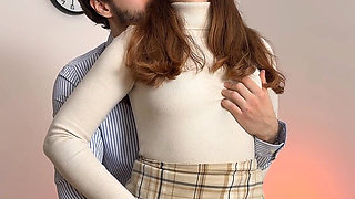 Sensual Office Foreplay Between Boss and Hot Secretary in Black Tights