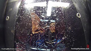 Asian MILF and blonde fucking machines