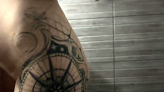 Blonde babe fists herself in the bathroom with a sex toy