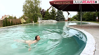 Sexy sucks two hard cocks then gets a deep double penetration