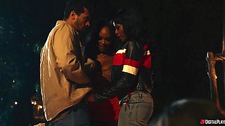 August Skye's Wild Threesome Passion Explodes with Black Heat