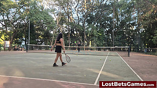 Rafaela and Igor Are Taking Their Strip Tennis Match Outside