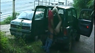 Perverted Parking Lot Orgy Blonde Slut Fucked Hard Outdoors