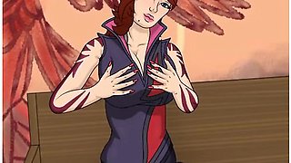 Olivia Squeezing Her Tits With Car Toon