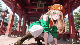 Blonde Pirate Captain! Green Uniform & Rough Ropes on a Sunny Deck. Languid Poses, Long Legs Exposed, and That Teasing Gaze