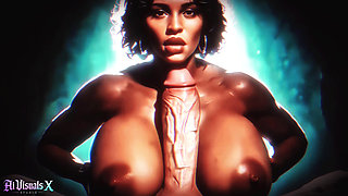INTERRACIAL FANTASY: EBONY Beauties Worship Big White Cock - Titfuck, Blowjob & Facial (AI Generated)