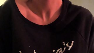 Sensuous MILF housewife massages her fabulous big tits
