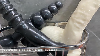Shower Piss and Milk Enema
