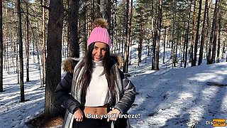 Katty West Creampied by Cumshot in Snowy Woods