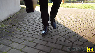 MATURE4K. Nerd tries Big Tits for the first time