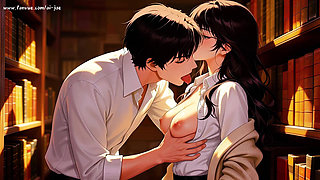 Gap Moe glasses beautiful woman , the private study session in the library.Super temptation.Episode 2. AI-generated