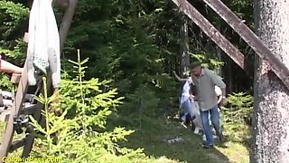 Wild German Oktoberfest Gangbang Orgy – Jessy Key & Salma de Nora Get Rough Outdoor Anal