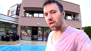 Outdoor DP Orgy Blonde Babes Wild Poolside Fuck