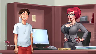 Anon Fucks Big Boobs Big Ass Tina in Her Office - Summer Time Saga Gameplay