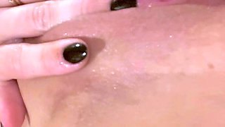 Blonde cumshot amateur MILF POV jerking in the kitchen