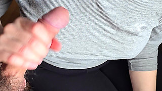 Hot Handjob with Massive Cum on Clothes