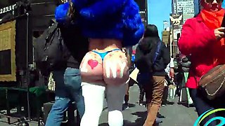 Big titted reality tv star ass fucked in public
