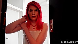 Awesomely tight redhead Anna Swix is getting rather frisky with her holes