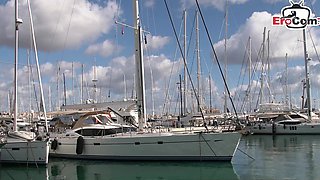 German outdoor blowjob of two women on vacation in Mallorca