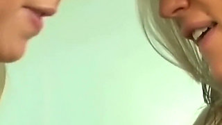 Two Toned Blondes Strip Each Other Bare and Lick Wet Pussy