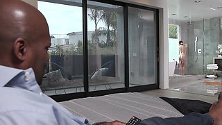 Redhead Stella Luxx rides the big black cock of Lexington Steele in hd