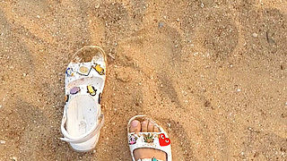Look at My Toes in Crocs on the Beach