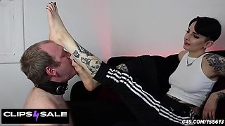 British Mistress Foot Gagging Slave with Sweaty Socks - Smelly Feet Domination