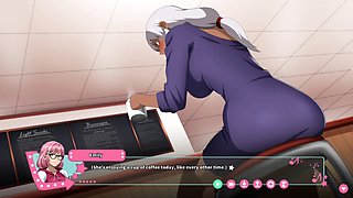 Oral action in a manga visual novel featuring big boobs and tons of fun