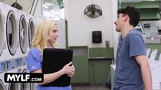 Blond step mommy & step daughter take turns fucking teenager hard stud - mylf